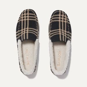 Rothy’s The Slipper in Black & Camel Plaid Slipper Slip-On Size W8 NWOB